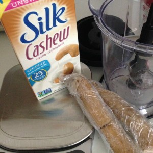 unsweetened cashew milk, frozen bananas, blender, scale